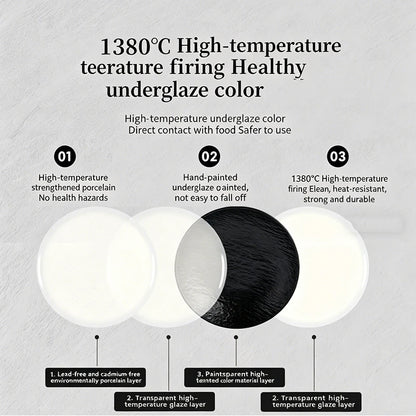 Tableware Set Black And White Rock Slab 8/16/34/55pcs Ceramics Dish Sets Full Set Luxury Dinnerware Set For 2/4/6/8/10 Persons
