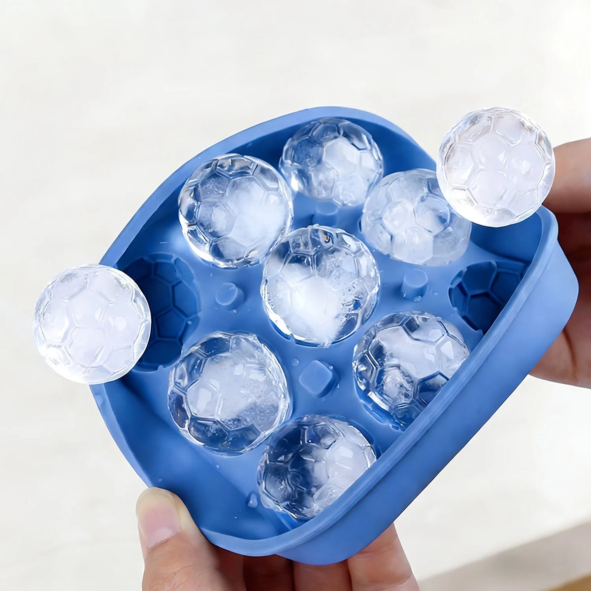 9-Hole Silicone Soccer Ball Cube of Ice Tray with Lid Round Ice Ball Mold for Whiskey for Home Bars And Sports-Themed Parties