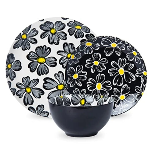 12-pieces Dinnerware Set Ceramic Dish Set Plates Sets Service for 4 Bowl Sets Stoneware Dinnerware Sets 12pcs Plate and Bowl Se