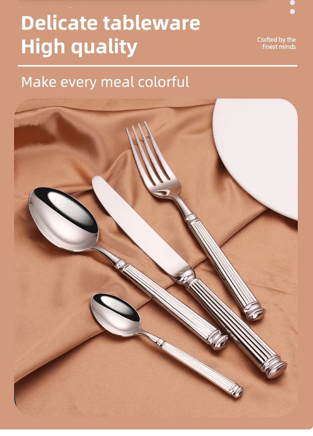 12/16/20 Pieces Sliver Tableware Set Stainless Steel Cutlery Elegant Dinnerware Vintage Knife Spoon Fork Set Kitchen Utensils