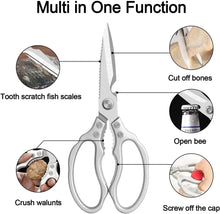 Heavy Duty Sharp Kitchen Scissors, Dishwasher Safe, Cooking Shears for Meat, Chicken, Fish, Poultry, Herb, Bread (Silver)