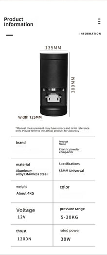 HomeWise TE-2 58mm Automatic Coffee Tamper Machine Touchscreen Electric Espresso Tamper 58.5MM Electric Tamper Adjustable