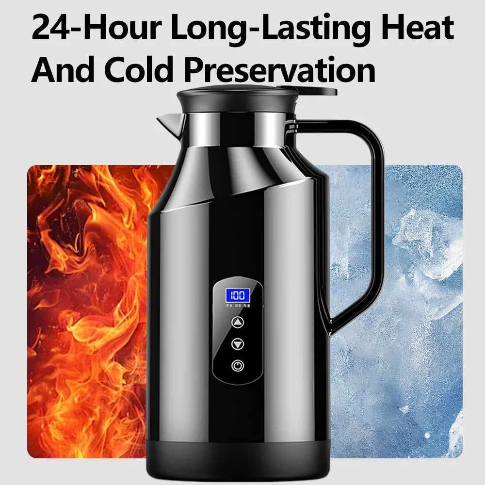Portable Car Hot Kettle 1.5L Large Capacity 304 Stainless Steel Portable Water Heater Auto Travel 12V 24V For Coffee Tea