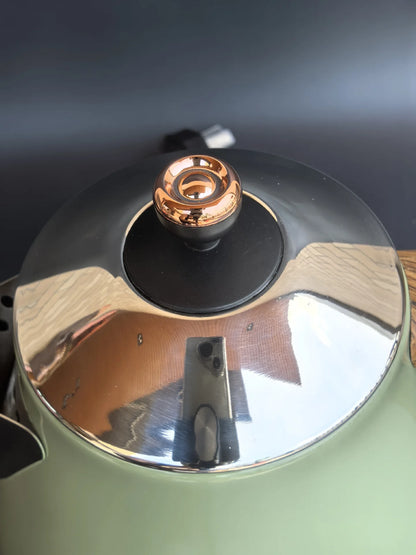 1.7L Vintage Wooden Grain Electric Kettle 304 Stainless Steel Boiling Water Kettle Temperature Control Electric Teapot 220V