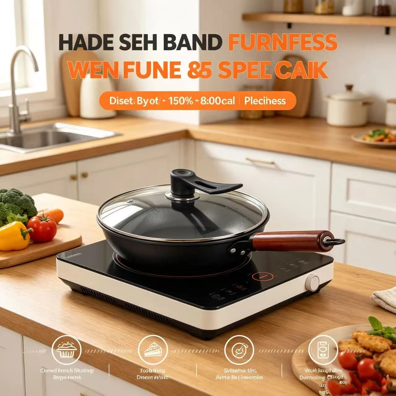 28cm Non-Stick Frying Pan with Lid, Premium Steak Skillet, Multipurpose Egg & Pancake Pan, Compatible with Induction and Gas Stoves