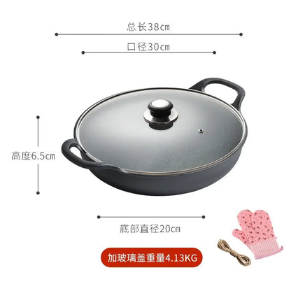 Thickened Cast Iron Skillet Non-coated Non-stick Pan for Household Use Gas And Induction Cooktop Compatible Pancake Skillet