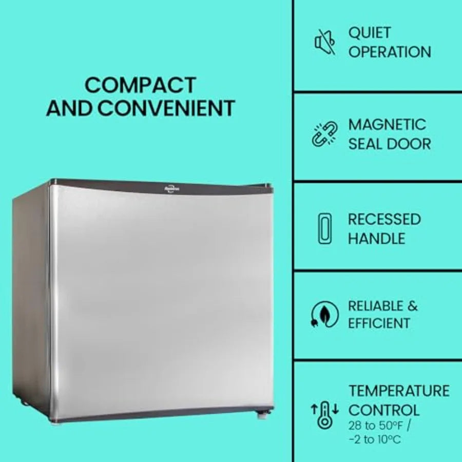 Mini fridge with freezer for kitchen bedroom office dorms: compact freestanding cool storage for wine beverages, 1.6 cu ft capa