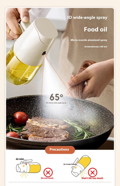 2in1 Oil Spray Bottle 500ml High Borosilicate Glass Cooking Oil Dispensers Olive Oil Sprayer Mister for Air Fryer Salad Baking
