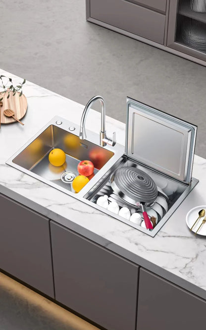 Compact Top Load Dishwasher, 4 Sets Capacity Stainless Steel Dish Washer, 3-in-1 Odor-Free Storage with Child Lock, Heavy Duty