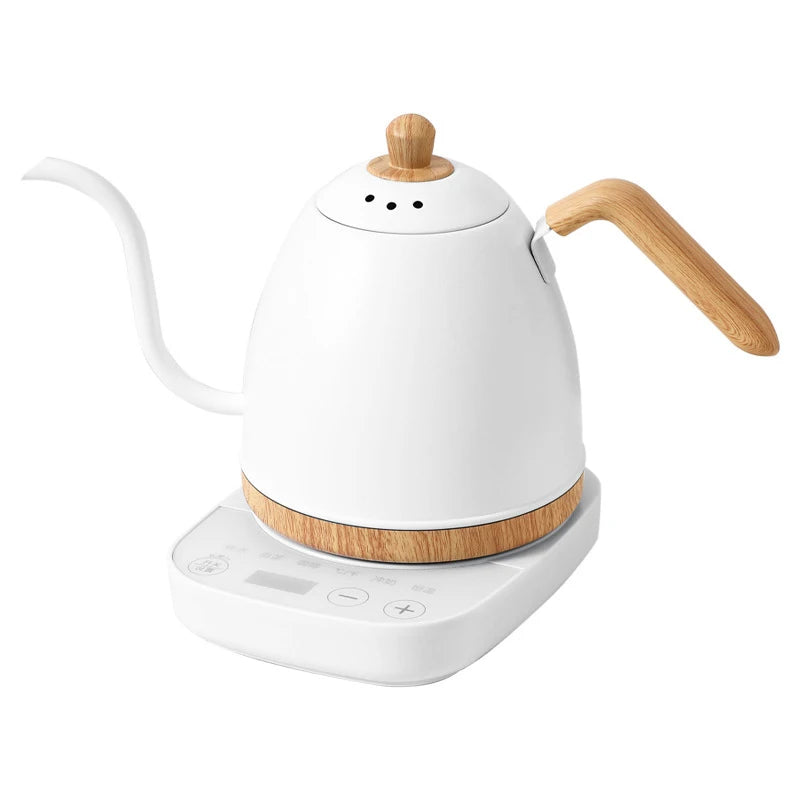 800ml Gooseneck Electric Kettle Hand Brew Coffee Pot Teapot 304 Stainless Steel Water Jug Slender Mouth Hand Brewing Pot 1000W