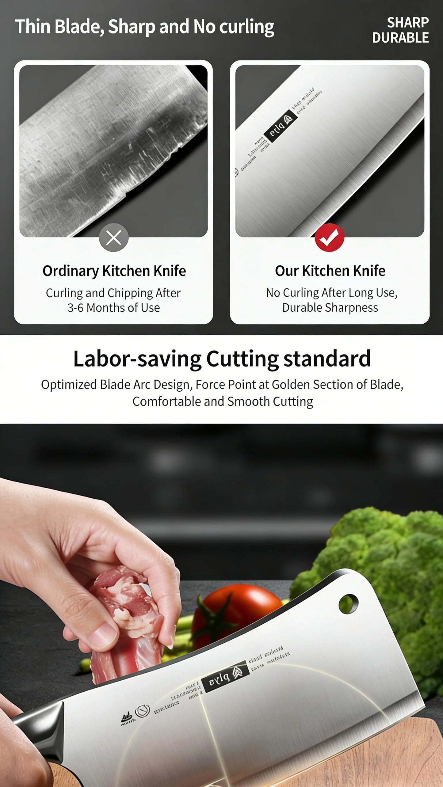 New Upgaded Complete 4-Piece Knife Set with Box - Stainless Steel Cleaver, Chef, Slicing & Paring Knives for All Kitchen Needs