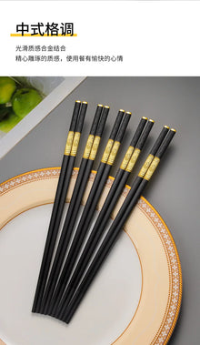 1 Pair Metal Chinese Chopsticks Reusable Square Food Chopsitcks Light Luxury Alloy Chopsticks Hotel Restaurant Alloy Tableware