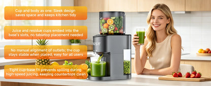 AFBEST 5.8" Extra-Large Chute 2-in-1 Cold Press Juicer – Whole Fruit & Vegetable Masticating Extractor with 100oz Capacity, Nut Milk Function, Easy-Clean Design, Premium Gray