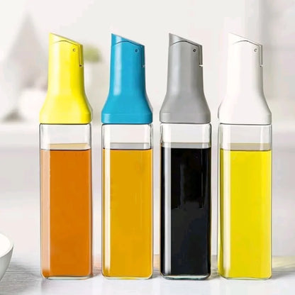500ml Glass Oil Bottle Opening And Closing Olive Oil Condiment Container Household Kitchen Square Leak-Proof Dispenser Bottle