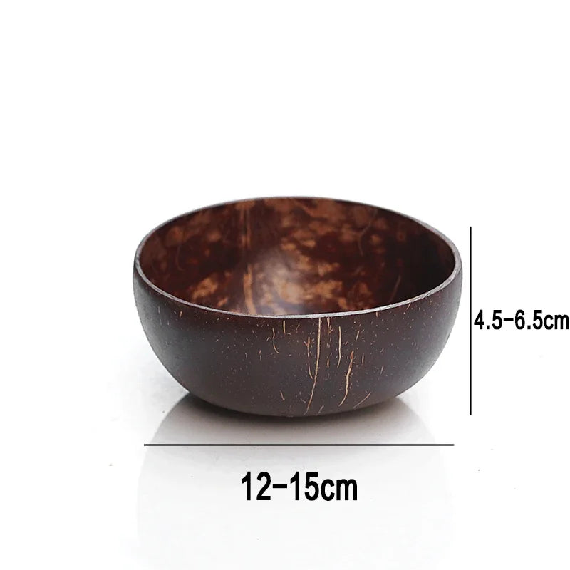 12-15cm  Natural Coconut Bowl set wooden Salad Ramen bowl Coconut Wood Spoon Set coco smoothie Kitchen tableware Coconut bowl