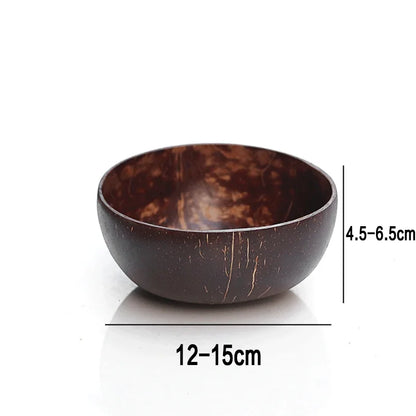 12-15cm  Natural Coconut Bowl set wooden Salad Ramen bowl Coconut Wood Spoon Set coco smoothie Kitchen tableware Coconut bowl