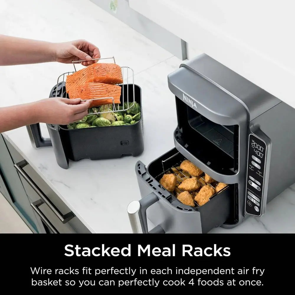 DoubleStack XL 2-Basket Air Fryer, 10 QT, 4 Foods at Once, Compact, 4-in-1, Smart Start & Match Cook, Air Fry, Broil, Bake, Easy