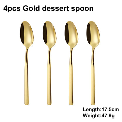4/6/12/16/18/20/24Pcs Gold Cutlery Set Stainless Steel 304 Tableware Elegant Western Knife Fork Spoon Mirror Dinner Set