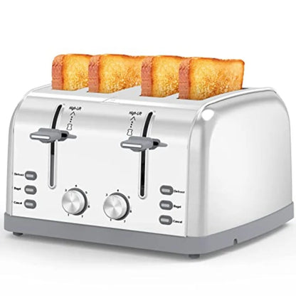 Toaster 4 Slice Retro Stainless SteelBest Prime 4 Slice Toaster Wide Solt with 7 Shade Settings Perfect for Waffles Bagels and