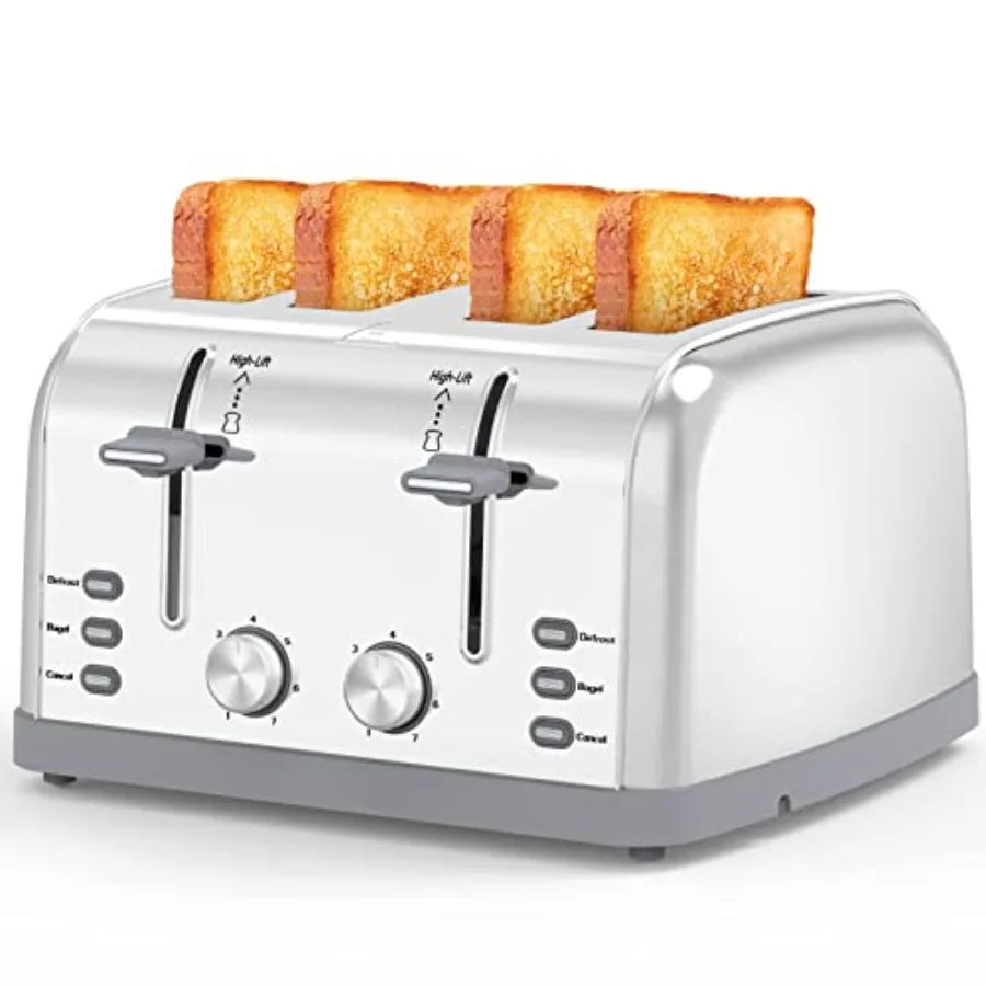 Toaster 4 Slice Retro Stainless SteelBest Prime 4 Slice Toaster Wide Solt with 7 Shade Settings Perfect for Waffles Bagels and