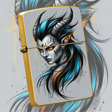 Stylish Tiefling Character Portable Igniter, Bold Cyan Orange Contrast Dark Fantasy Themed Accessory, Fits All Daily Scenarios, Ideal Unique Present For Friends And Hobbyists, Combines Decor Display And Practical Usage A Humo