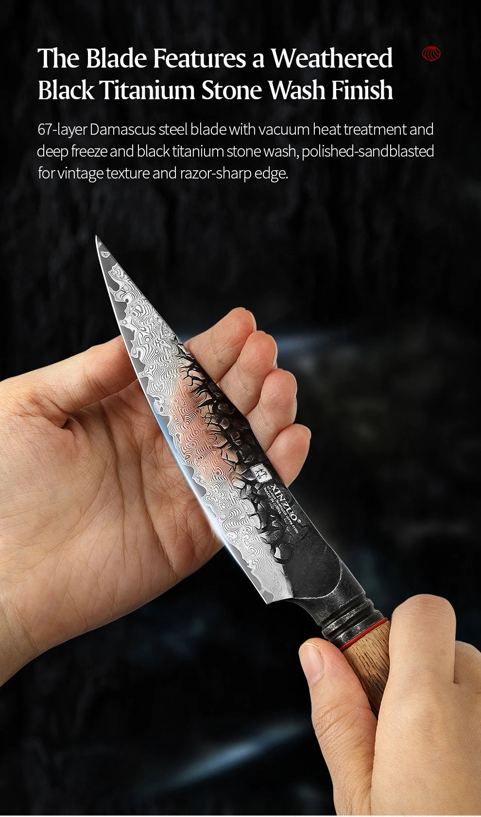 XINZUO Eight-piece Kitchen Knife Set 67 Layers Damascus Super Steel Hardness 60±2HRC Ideal For Home Kitchen Vegetable Prep
