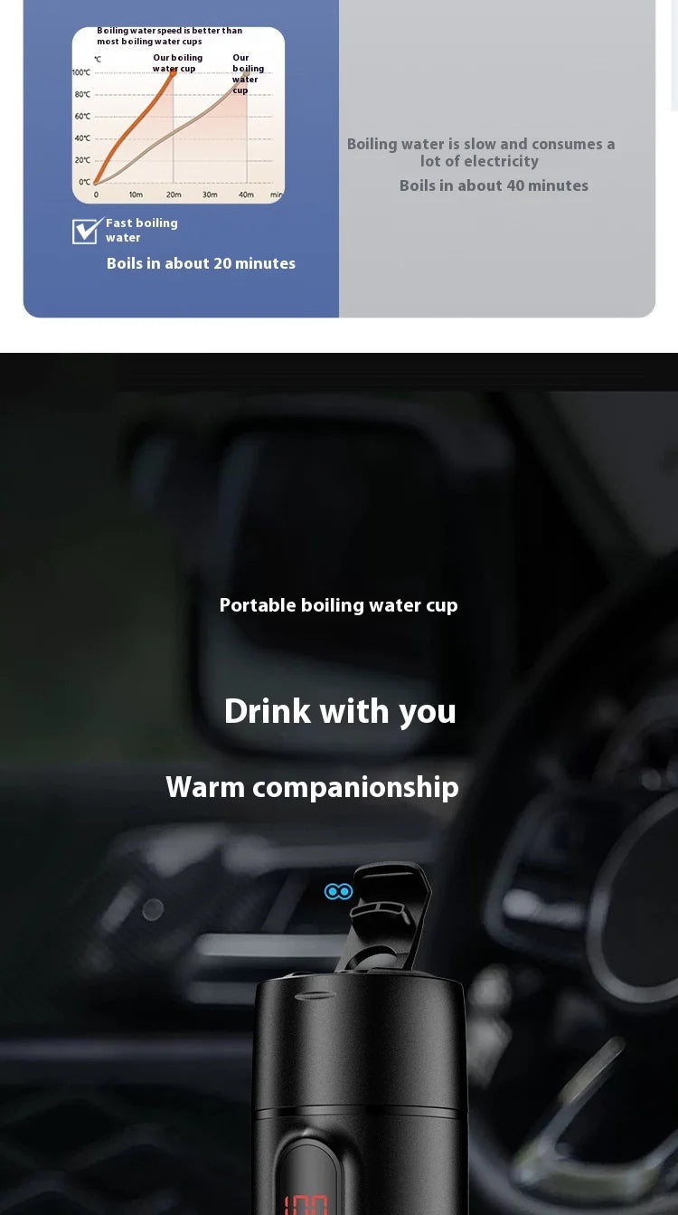 Heating Temperature Control Electric Kettle 24V Car Truck Water Heater Car Heating Smart Water Cup