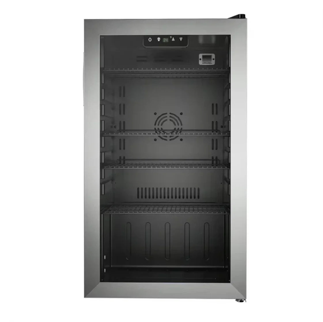 125-Can Beverage Refrigerator and Cooler with Glass Door in Silver, 17.3 in D x 31.5 in H, Energy-Efficient and Durable Mini Fridge for Home, Kitchen, Office, or Bar, Ideal for Soda, Beer, Water, and Drinks Storage, Stylish,