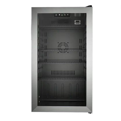 125-Can Beverage Refrigerator and Cooler with Glass Door in Silver, 17.3 in D x 31.5 in H, Energy-Efficient and Durable Mini Fridge for Home, Kitchen, Office, or Bar, Ideal for Soda, Beer, Water, and Drinks Storage, Stylish,