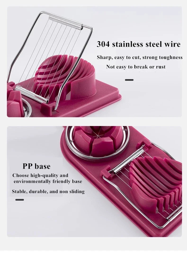 Multifunctional Egg Cutter Stainless Steel Egg Slicer Sectioner Cutter Mold Flower-Shape Luncheon Meat Cutter Kitchen Gadgets