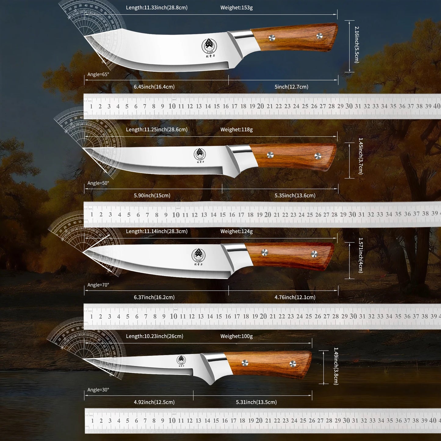 Meat cleaver Premium Stainless steel Kitchen knife Butcher's Special Boning knife Utility Cooking knives with knife set
