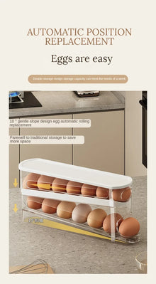 Bilayer Fridge Egg Storage Box Automatic Rolling Eggs Holder Rack Ladder Style Refrigerator Eggs Dispenser Egg Organizer Holder