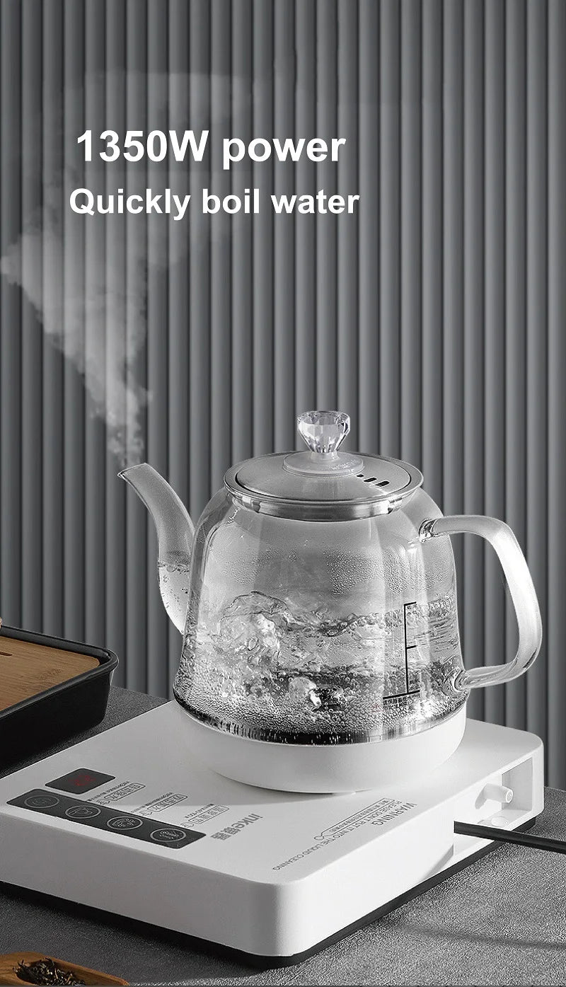 1350W Multifunction Automatic Bottom Electric Kettle Temperature Control Glass Teapot Home Tea Brewing Machine Auto Power Off 1L
