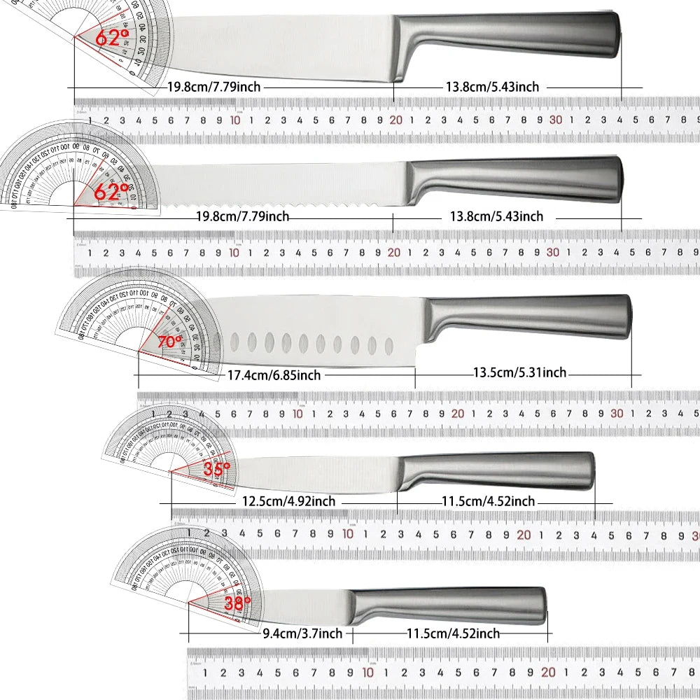 5-piece stainless steel kitchen knife set, specially designed bread knife by Thorer, suitable for kitchen accessory knives