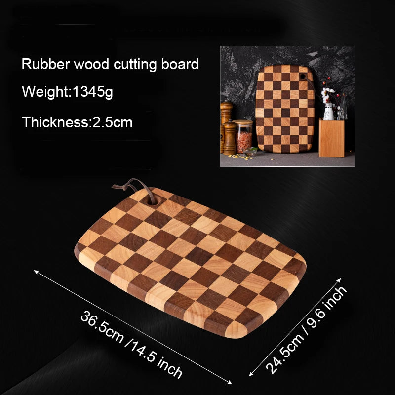Checkerboard Rubberwood Cutting Board household chopping board kitchen auxiliary food board fruit solid wood case plat