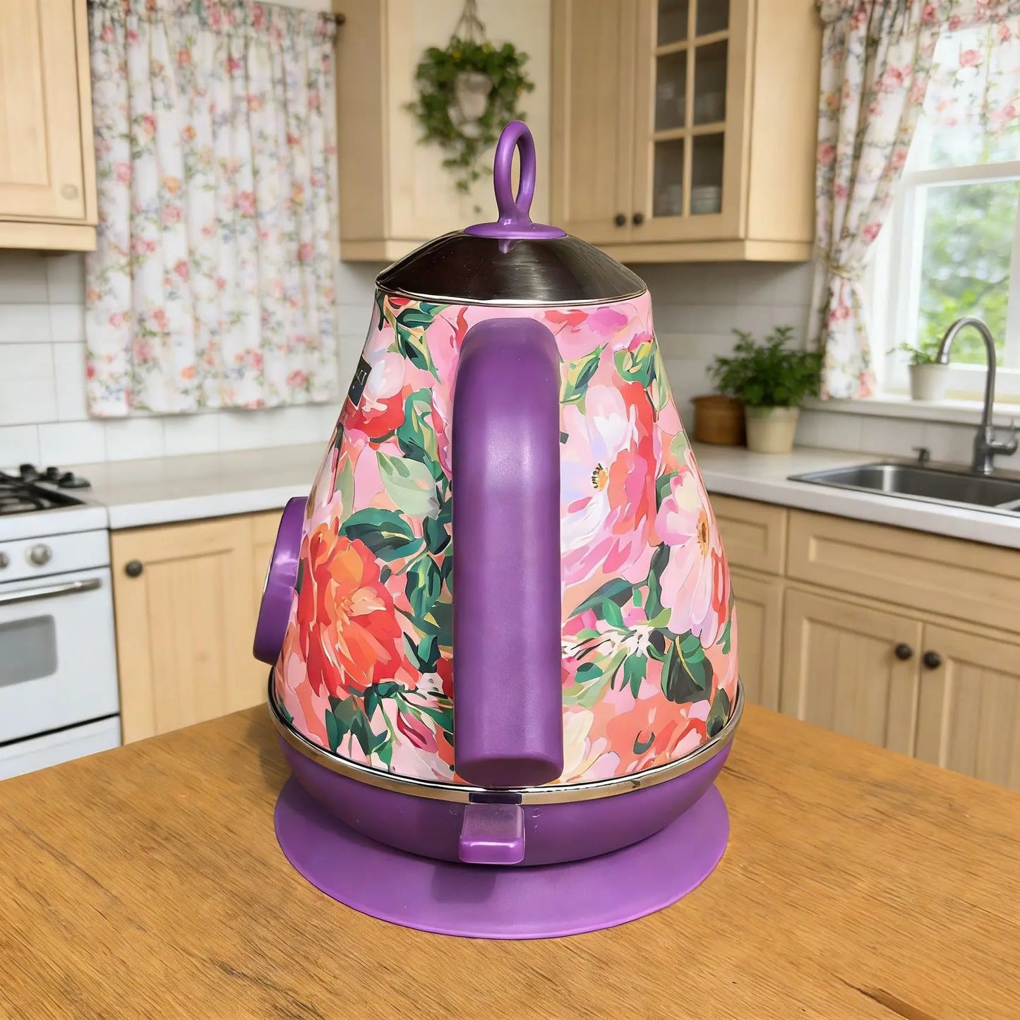 1.7L Retro Electric Kettle 1850W Home Boiling Kettle With Temperature Display Automatic Power Off 304 Stainless Steel Teapot