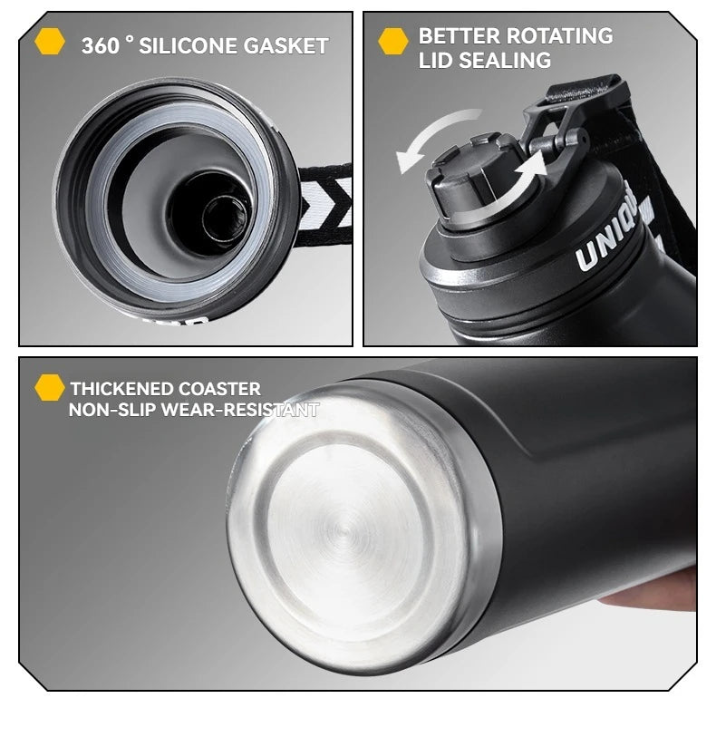 1L Insulated Cold Water Bottle Thermos Stainless Steel Tumbler Qutdoor Sports Handle Vacuum Flasks Double Wall Cup