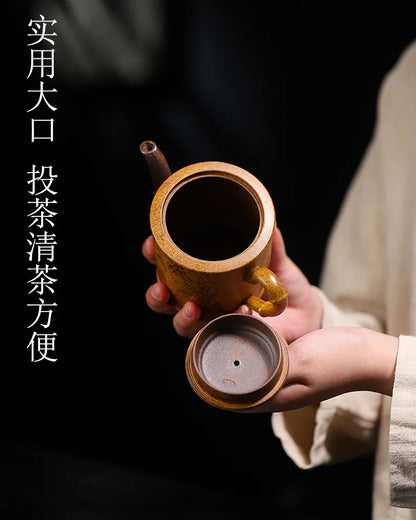 320ml Exquisite Yixing Purple Clay Teapots Handmade Bamboo Section Pot Raw Ore Section Mud Kettle Chinese Zisha Tea Set Gifts
