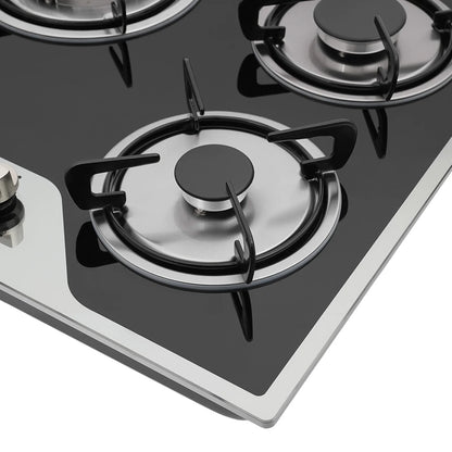 Five Burner Built In Gas Cooktop Dual Gas Compatible High Temperature Resistant Panel Reliable Pulse Ignition Stable Combustion Multiple Firepower Options Practical Knob Operation Sturdy Structure Ideal For Home Kitchen Cooki