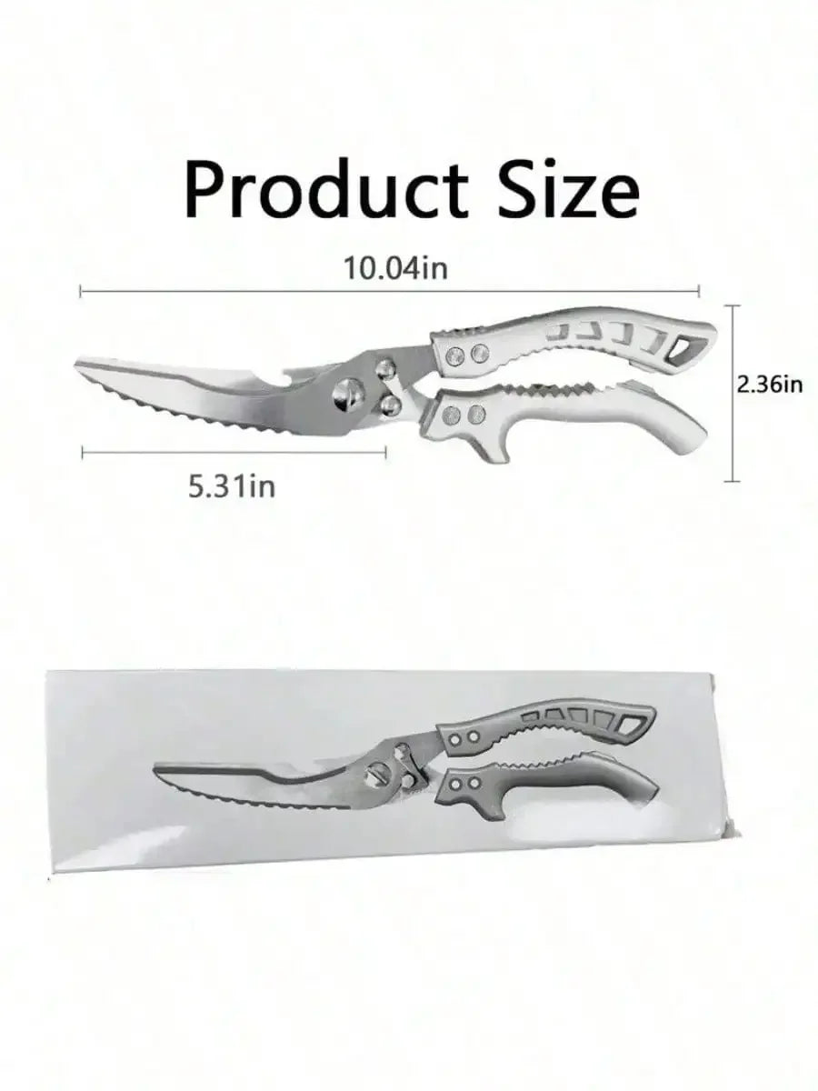 1PC Anti-Slip Grip Kitchen Scissors, Cutting Meat Turkey Fish Vegetable Stainless Steel Scissors, Anti-Slip Kitchen Utensil