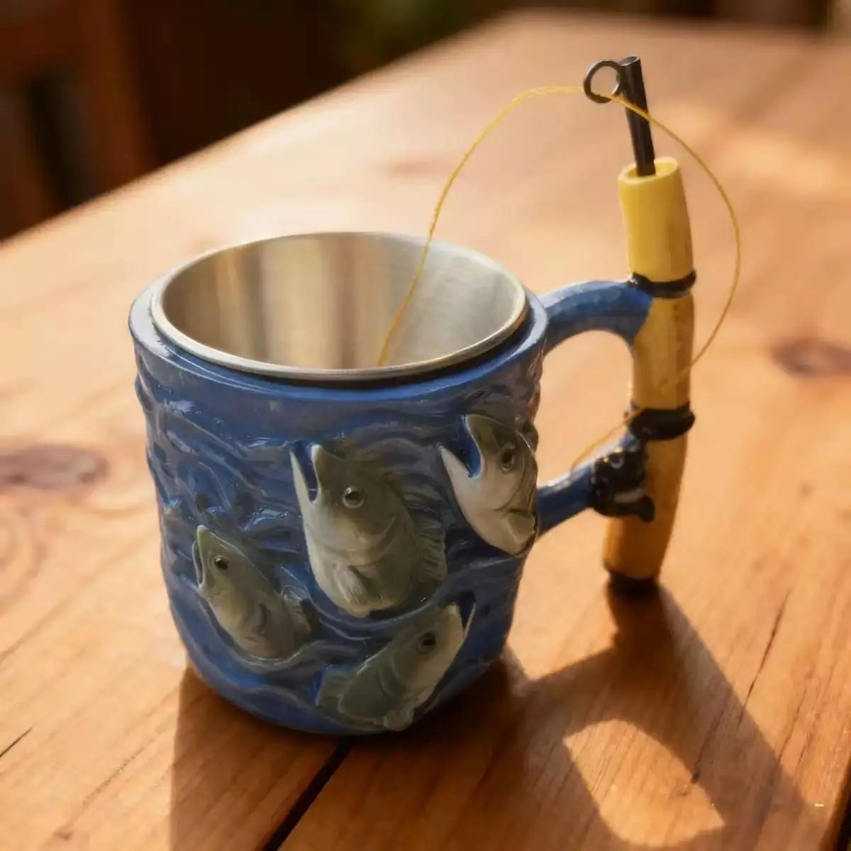 New Artistic Resin Inner Cup Fishing Lover's Dream Mug Fun Personalized Gift For Friends Kitchen Dining Bar Drinkware