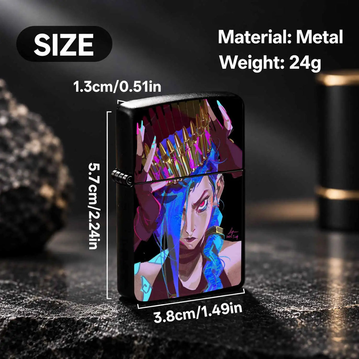Creative Jinx Bullet Chain Themed Lighter, Stylish Cyber Neon Style Desktop Ornament, Portable Daily Use Ignition Tool, Ideal Gift For Friends And Fans For Collection, Trendy Peripheral For Birthday Holiday, Suitable For All