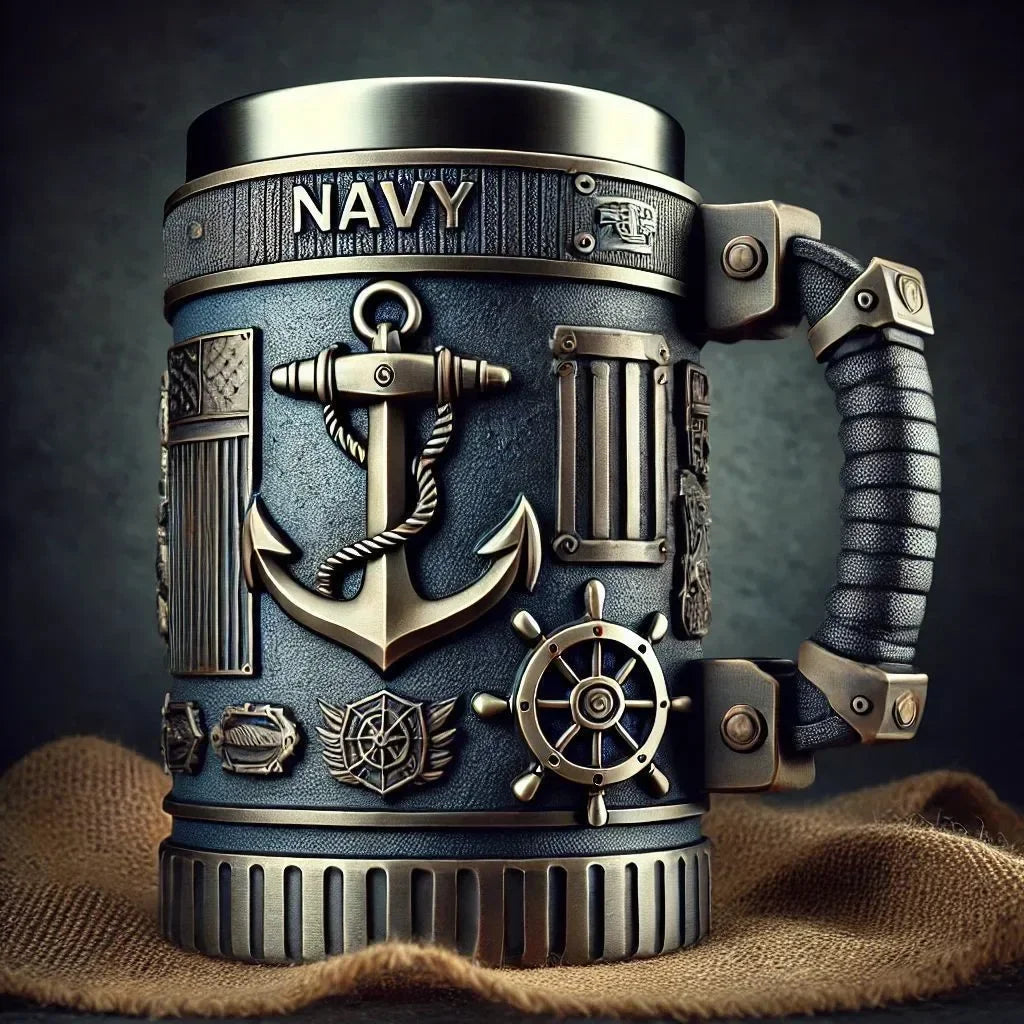 1pcs Navy Cup Air Force Anchor Plane Wine Mugs Resin Stainless Steel Army Beer Military  Mug Men Birthday Gift Coffee Wine New