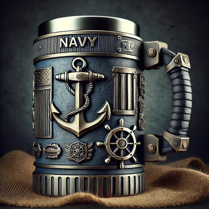 1pcs Navy Cup Air Force Anchor Plane Wine Mugs Resin Stainless Steel Army Beer Military  Mug Men Birthday Gift Coffee Wine New