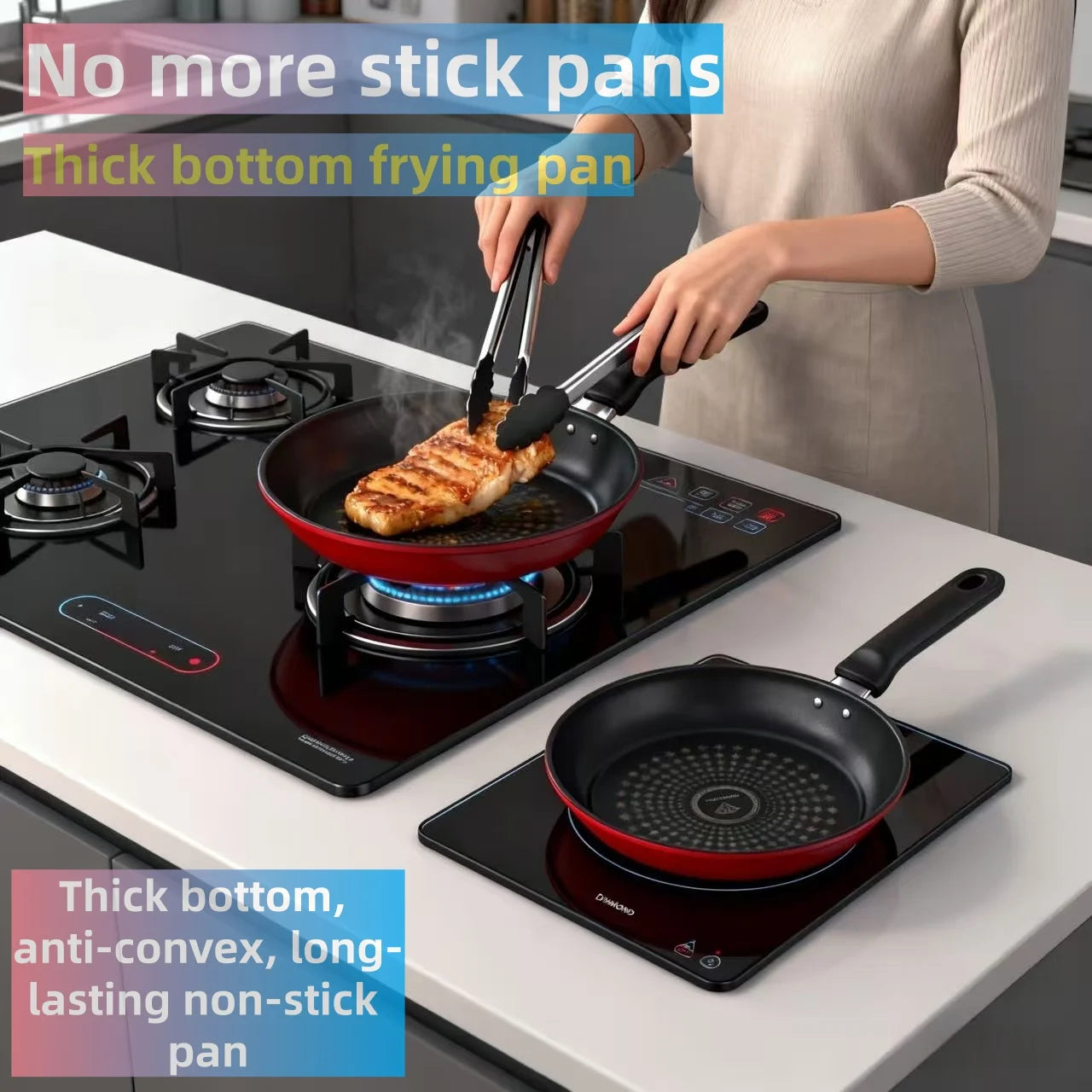 Pan non-stick pan universal induction cooker gas stove suitable for household fried eggs steak pancake pan small wok frying pan.