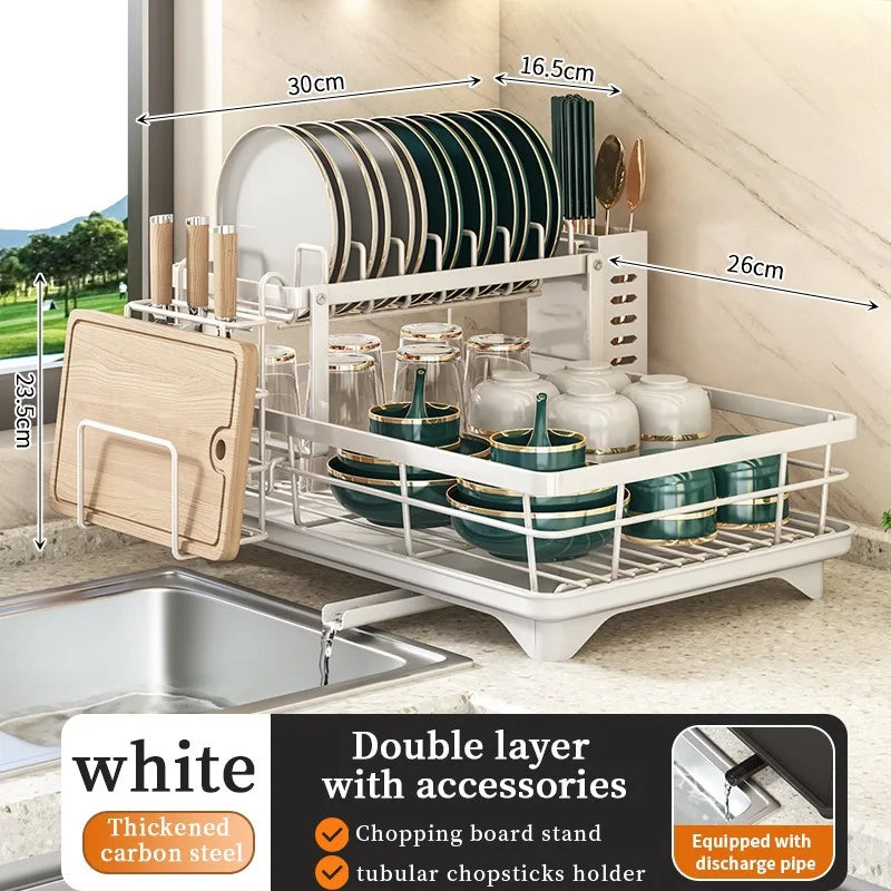 Dish Drying Rack Kitchen Adjustable Stainless Steel Cutting Board Organizer Dish Bowl Drainer Storage Rack Kitchen Utensils