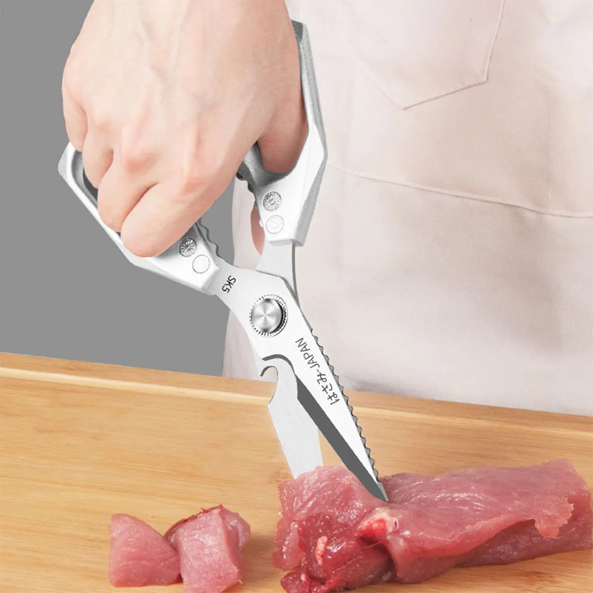 Heavy Duty Kitchen Shears - Professional Stainless Steel for Poultry, Herbs, Packaging | Anti-Slip Plastic Handle, Household