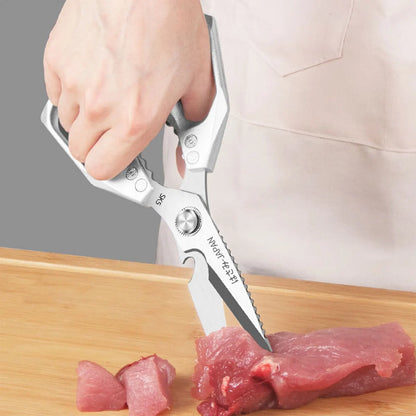 Heavy Duty Kitchen Shears - Professional Stainless Steel for Poultry, Herbs, Packaging | Anti-Slip Plastic Handle, Household