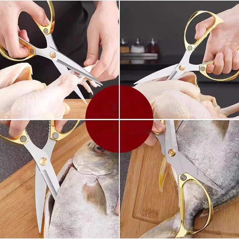 Kitchen Scissors Multi-Purpose Chicken Bone Duck Fish Cutter Shears Stainless Steel for Sharp Cooking Scissor for Poultry Safe