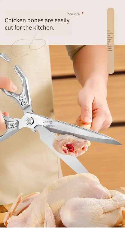 New Multifunctional Stainless Steel Poultry Bone Scissors for Home Use Extended-Length Kitchen Seamstress ScissorsGrill Scissors